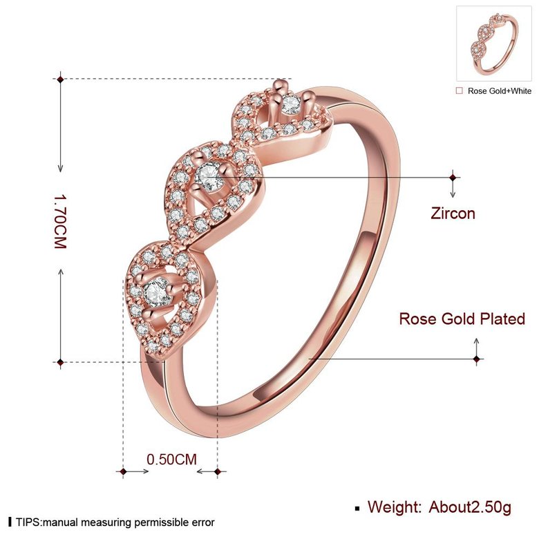 Wholesale Classic Rose Gold Plant White CZ Ring TGGPR1437 0