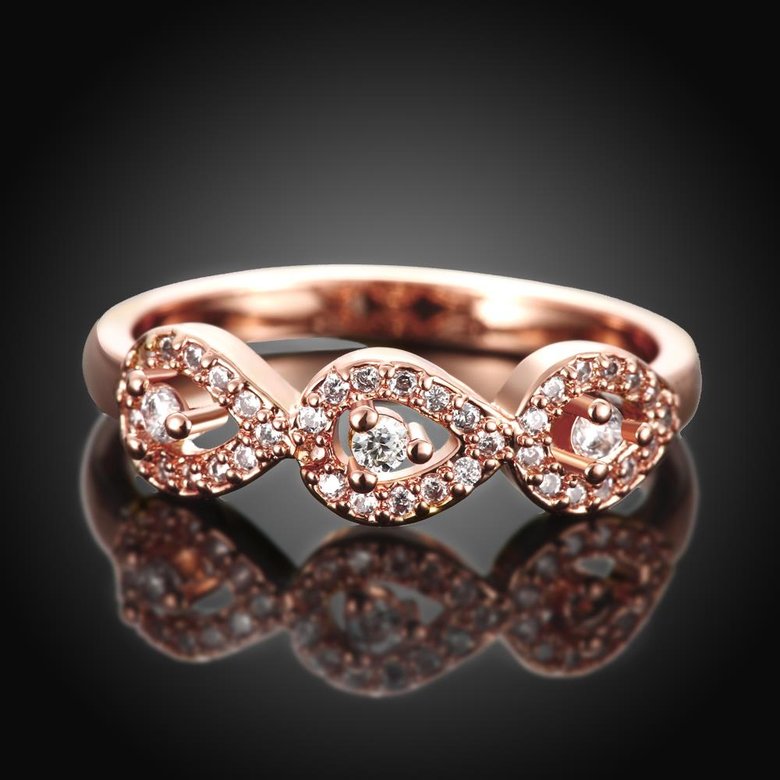 Wholesale Classic Rose Gold Plant White CZ Ring TGGPR1437 1