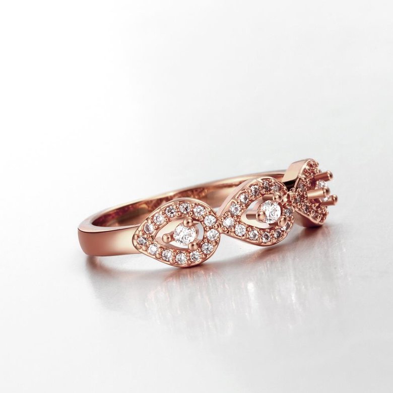 Wholesale Classic Rose Gold Plant White CZ Ring TGGPR1437 3