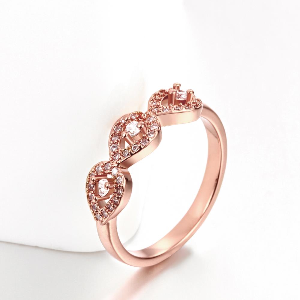 Wholesale Classic Rose Gold Plant White CZ Ring TGGPR1437 4