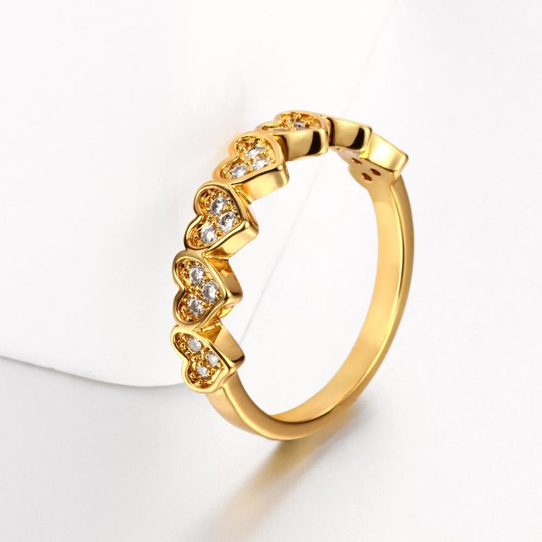 Wholesale Classic 24K Gold Heart White CZ Ring TGGPR1453 1
