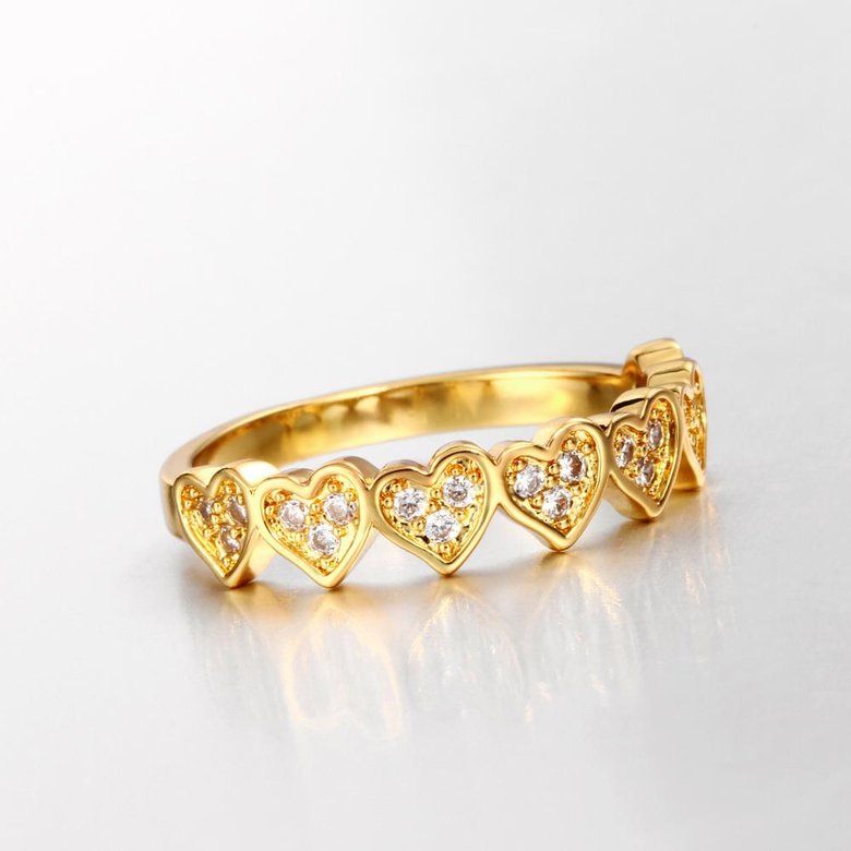 Wholesale Classic 24K Gold Heart White CZ Ring TGGPR1453 4