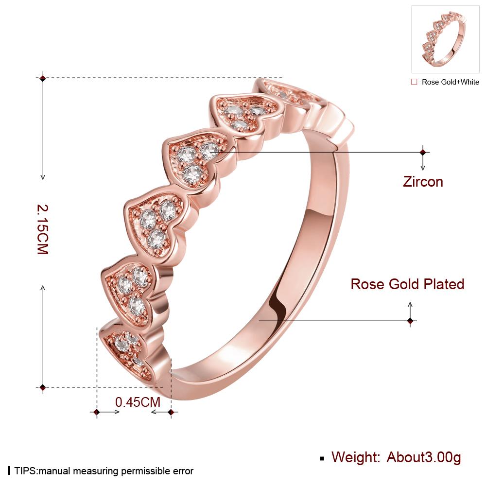 Wholesale Classic Rose Gold Heart White CZ Ring TGGPR1459 0