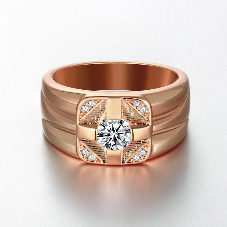 Wholesale Classic Rose Gold Geometric White CZ Ring TGGPR1473 0