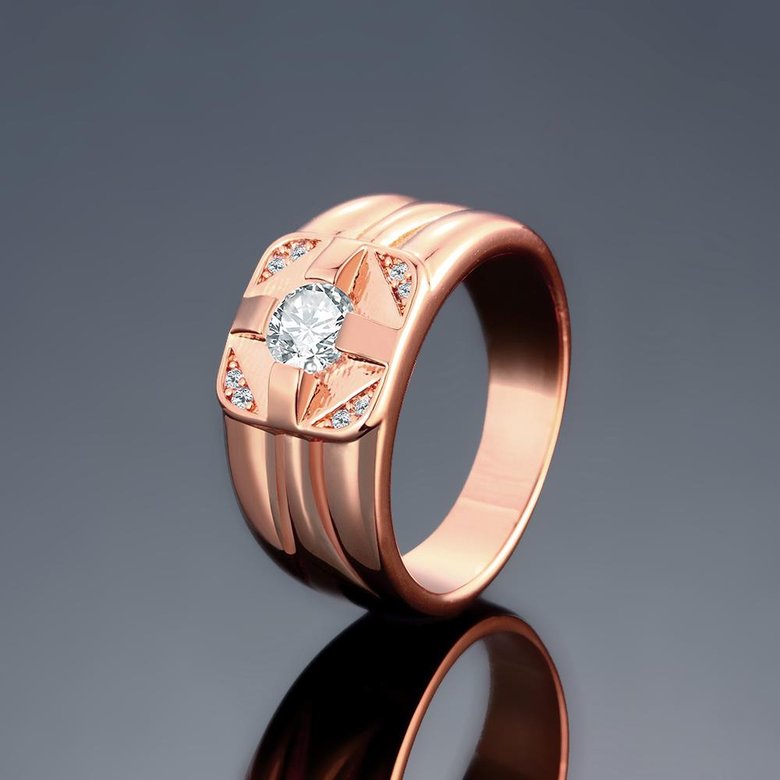 Wholesale Classic Rose Gold Geometric White CZ Ring TGGPR1473 1