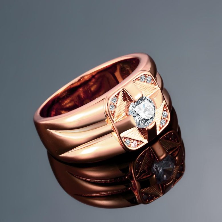 Wholesale Classic Rose Gold Geometric White CZ Ring TGGPR1473 2