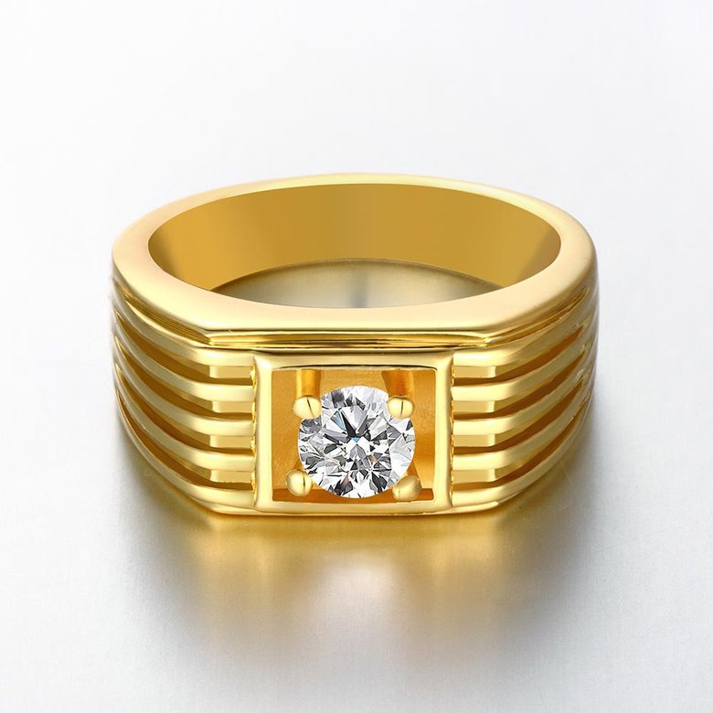 Wholesale Classic 24K Gold Geometric White CZ Ring TGGPR1483 0