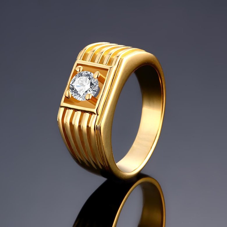 Wholesale Classic 24K Gold Geometric White CZ Ring TGGPR1483 1
