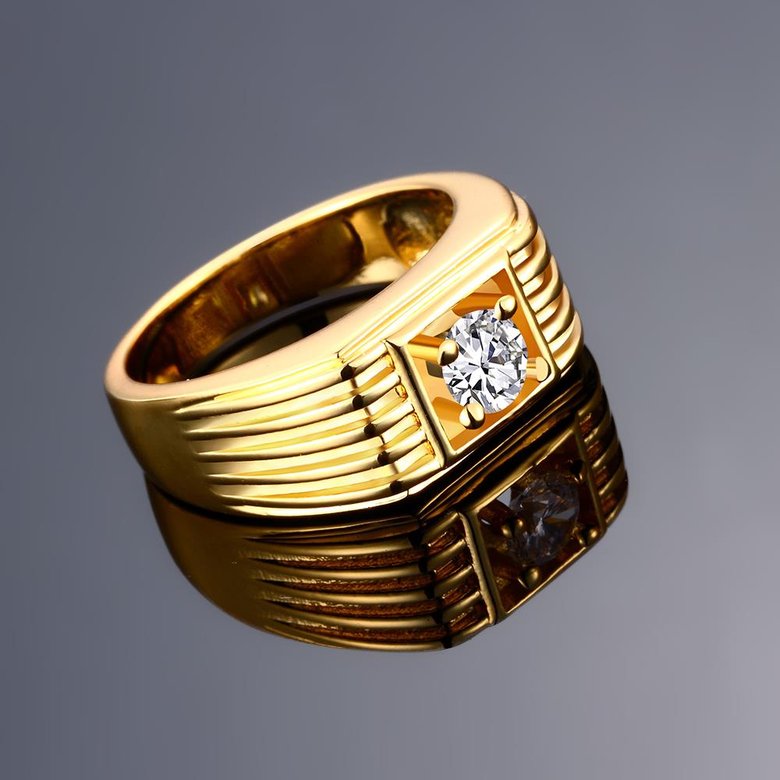 Wholesale Classic 24K Gold Geometric White CZ Ring TGGPR1483 2