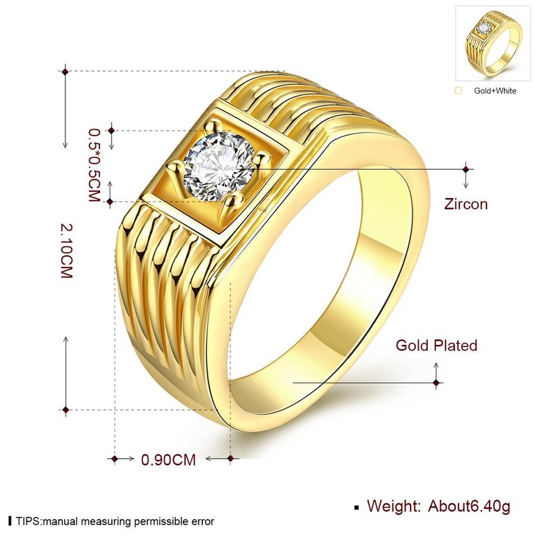 Wholesale Classic 24K Gold Geometric White CZ Ring TGGPR1483 4