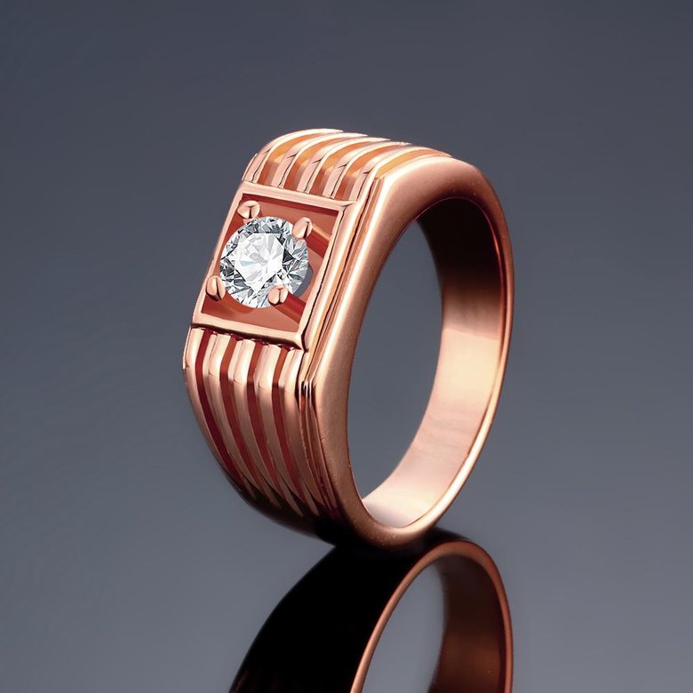 Wholesale Classic Rose Gold Geometric White CZ Ring TGGPR1489 0