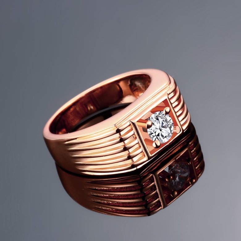 Wholesale Classic Rose Gold Geometric White CZ Ring TGGPR1489 1