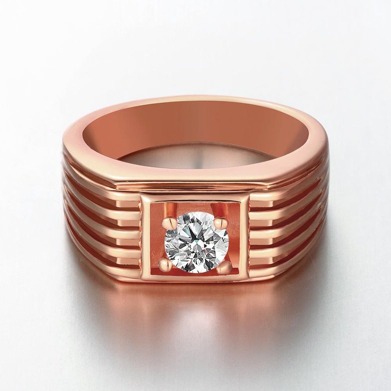 Wholesale Classic Rose Gold Geometric White CZ Ring TGGPR1489 2