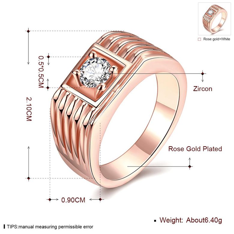 Wholesale Classic Rose Gold Geometric White CZ Ring TGGPR1489 4