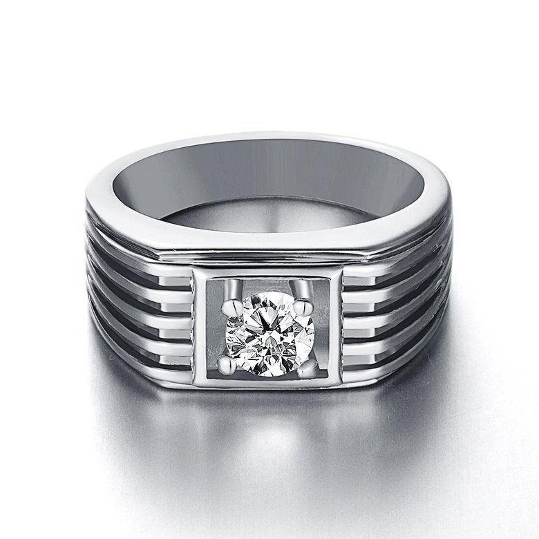 Wholesale Classic Platinum Geometric White CZ Ring TGGPR1495 0