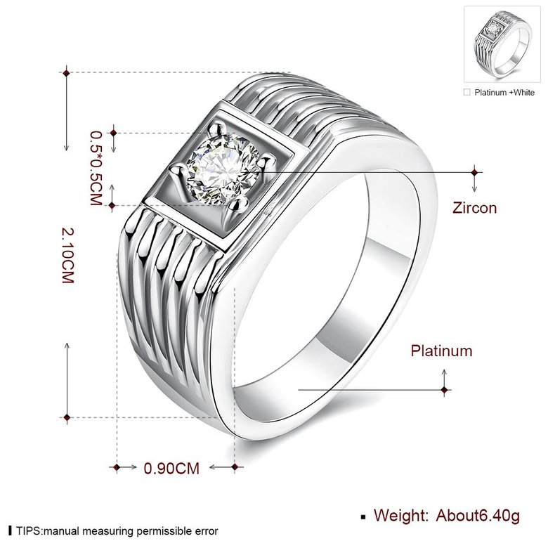 Wholesale Classic Platinum Geometric White CZ Ring TGGPR1495 4