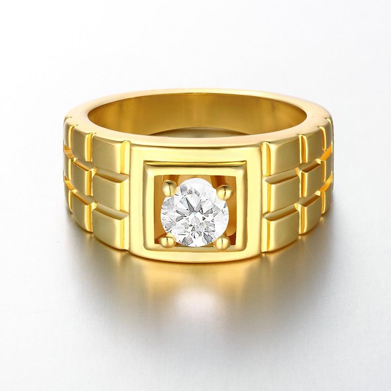 Wholesale Classic 24K Gold Geometric White CZ Ring TGGPR1502 1