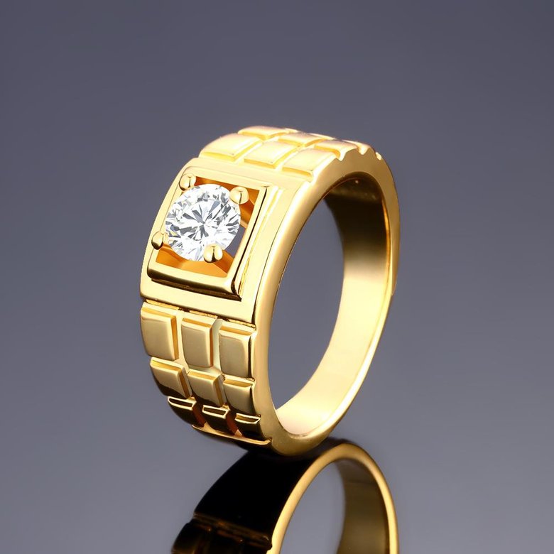 Wholesale Classic 24K Gold Geometric White CZ Ring TGGPR1502 2