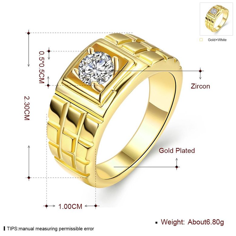 Wholesale Classic 24K Gold Geometric White CZ Ring TGGPR1502 4