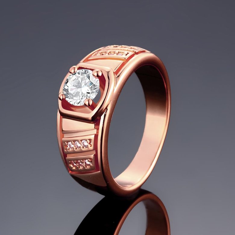 Wholesale Romantic  rose Gold Geometric White CZ Ring Luxury Diamond Fine Jewelry Wedding Anniversary Party  Gift TGGPR208 0