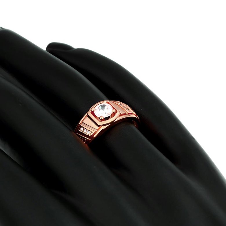 Wholesale Romantic  rose Gold Geometric White CZ Ring Luxury Diamond Fine Jewelry Wedding Anniversary Party  Gift TGGPR208 2