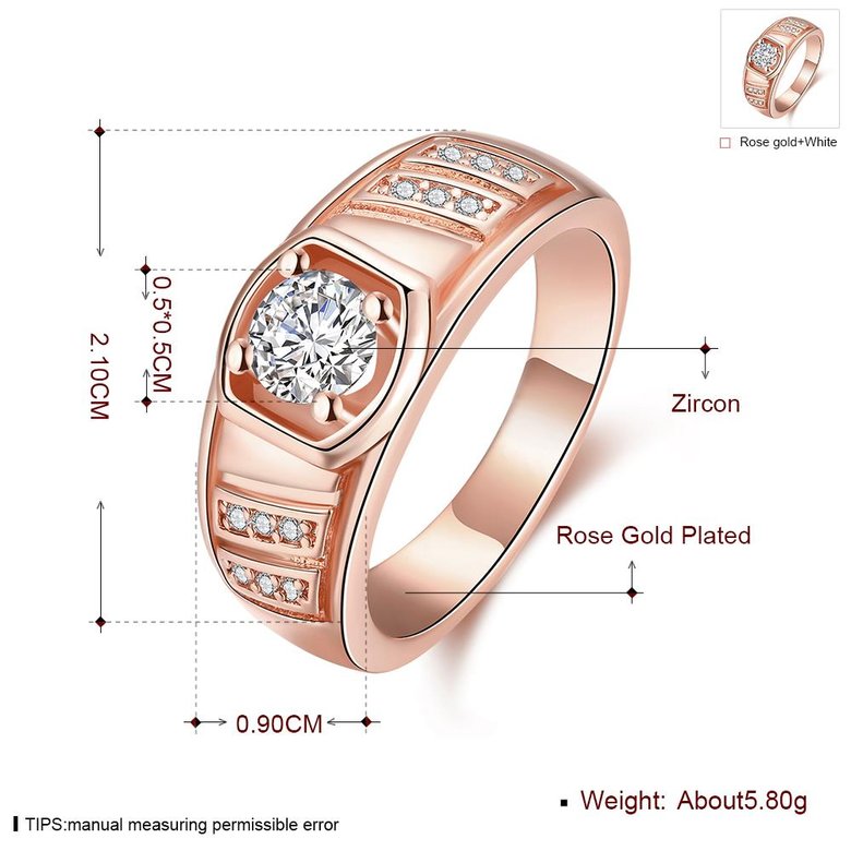 Wholesale Romantic  rose Gold Geometric White CZ Ring Luxury Diamond Fine Jewelry Wedding Anniversary Party  Gift TGGPR208 3