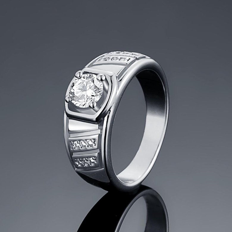Wholesale Classic Platinum Geometric White CZ Ring Fine Jewelry Wedding Anniversary Party  Gift TGGPR215 0