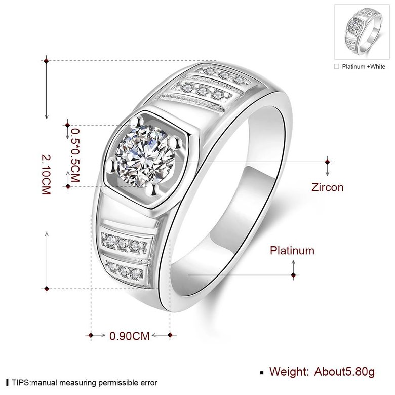 Wholesale Classic Platinum Geometric White CZ Ring Fine Jewelry Wedding Anniversary Party  Gift TGGPR215 3