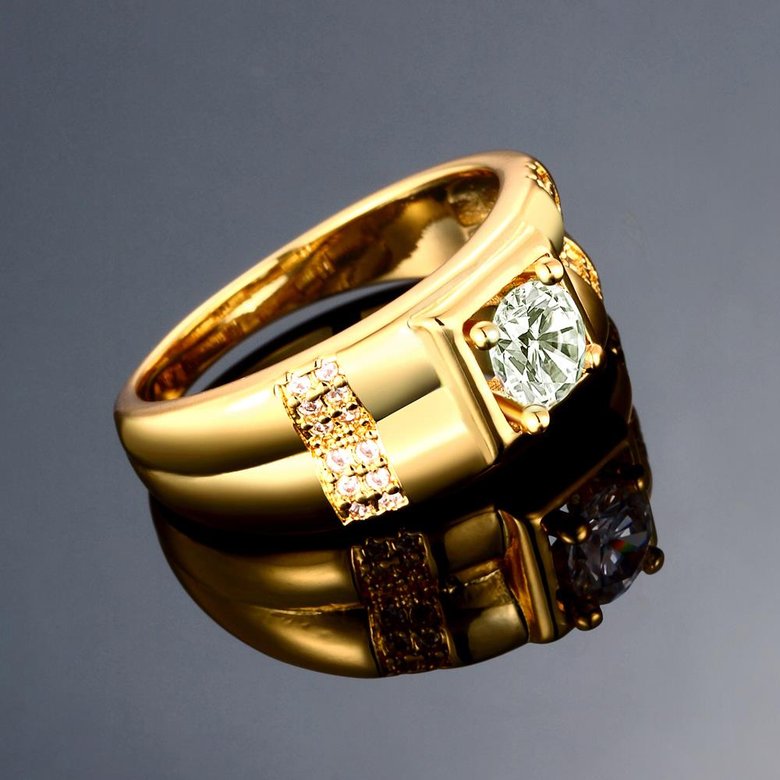 Wholesale Trendy 24K Gold Geometric White CZ Ring Fine Jewelry Wedding Anniversary Party  Gift TGGPR243 0
