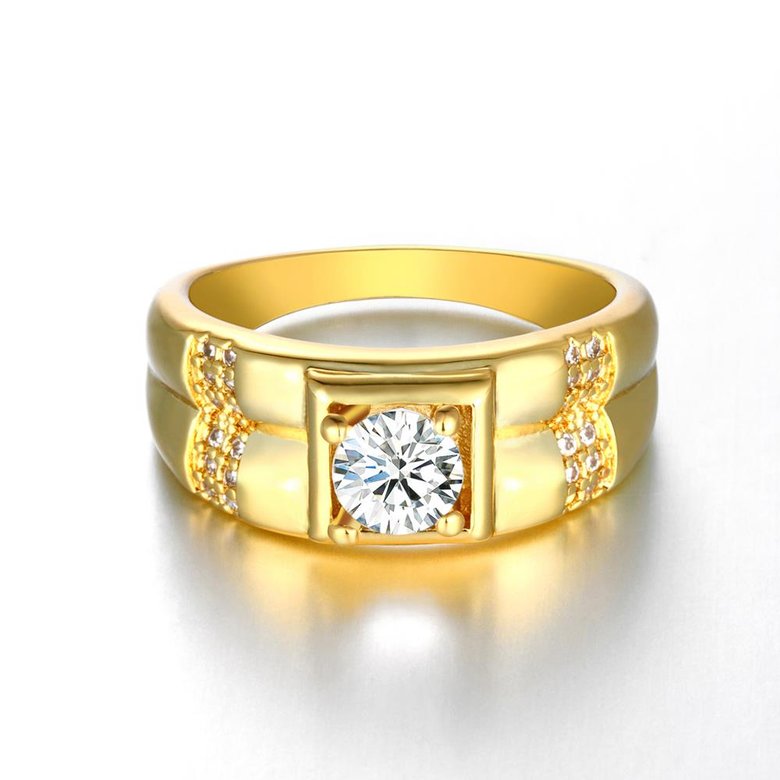 Wholesale Trendy 24K Gold Geometric White CZ Ring Fine Jewelry Wedding Anniversary Party  Gift TGGPR243 1