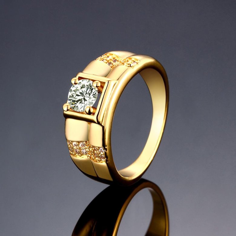 Wholesale Trendy 24K Gold Geometric White CZ Ring Fine Jewelry Wedding Anniversary Party  Gift TGGPR243 2