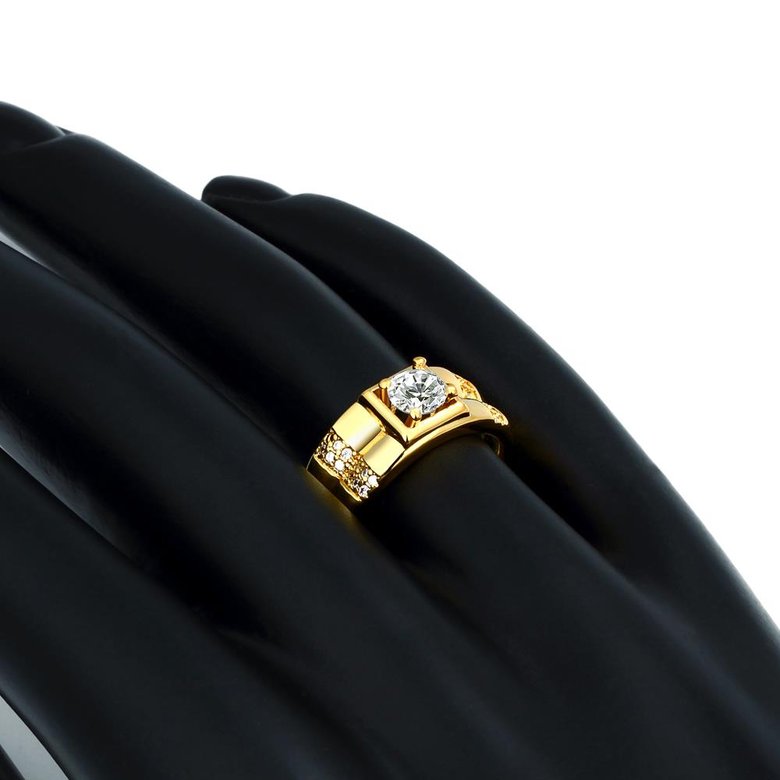 Wholesale Trendy 24K Gold Geometric White CZ Ring Fine Jewelry Wedding Anniversary Party  Gift TGGPR243 3