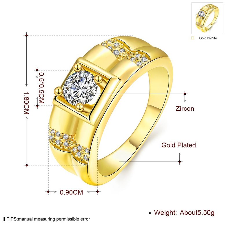 Wholesale Trendy 24K Gold Geometric White CZ Ring Fine Jewelry Wedding Anniversary Party  Gift TGGPR243 4