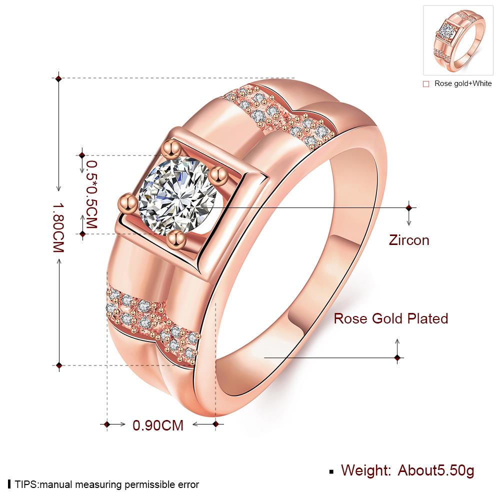 Wholesale Fashion hot sale jewelry China Casual/Sporty Rose Gold Geometric White CZ Ring TGGPR250 4