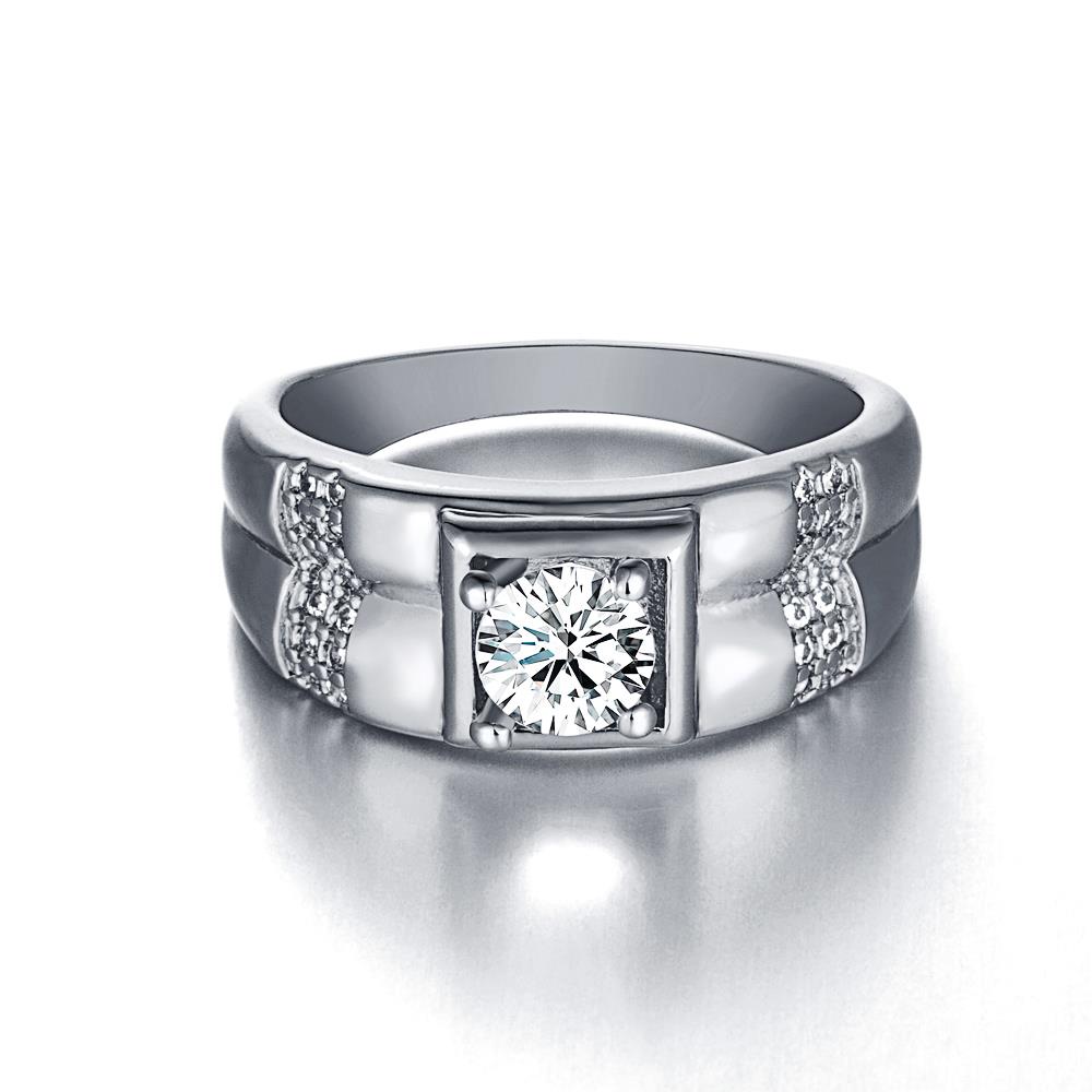 Wholesale Fashion hot sale jewelry China Casual/Sporty Platinum Geometric White CZ Ring TGGPR257 0