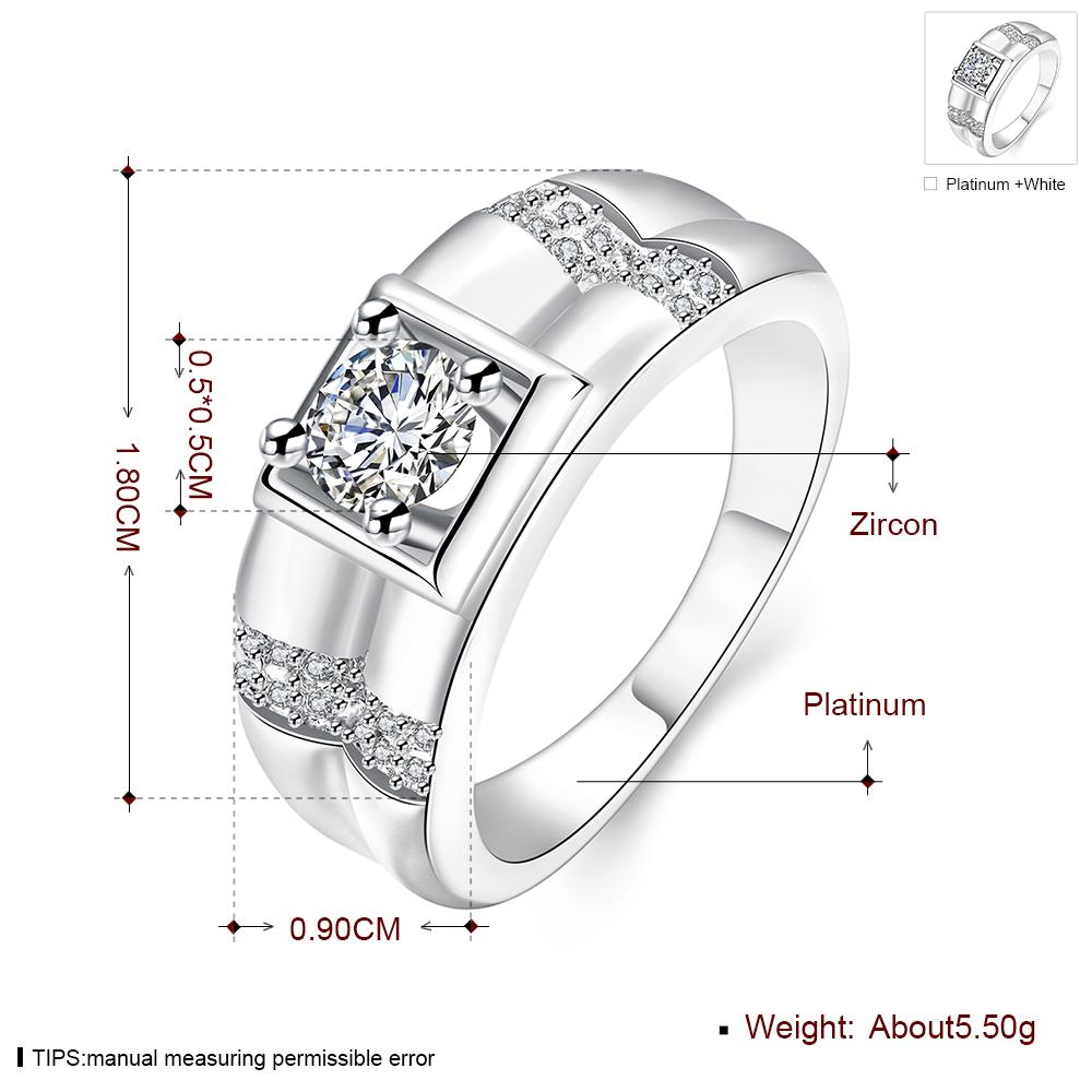 Wholesale Fashion hot sale jewelry China Casual/Sporty Platinum Geometric White CZ Ring TGGPR257 4