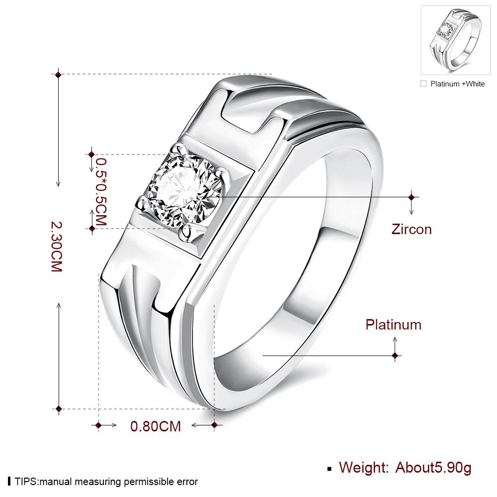 Wholesale Fashion hot sale jewelry China Casual/Sporty Platinum Geometric White CZ Ring TGGPR277 4