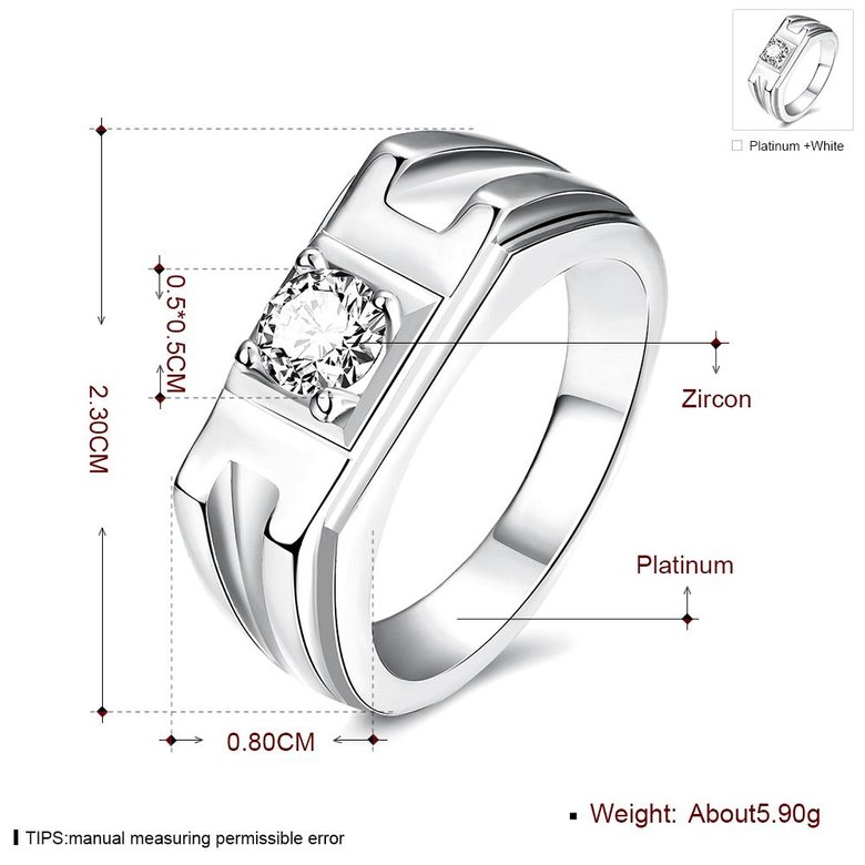 Wholesale Fashion hot sale jewelry China Casual/Sporty Platinum Geometric White CZ Ring TGGPR277 4