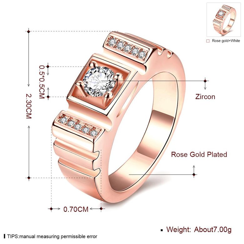 Wholesale Hot sale jewelry China Casual/Sporty rose gold Geometric White CZ Ring TGGPR290 0