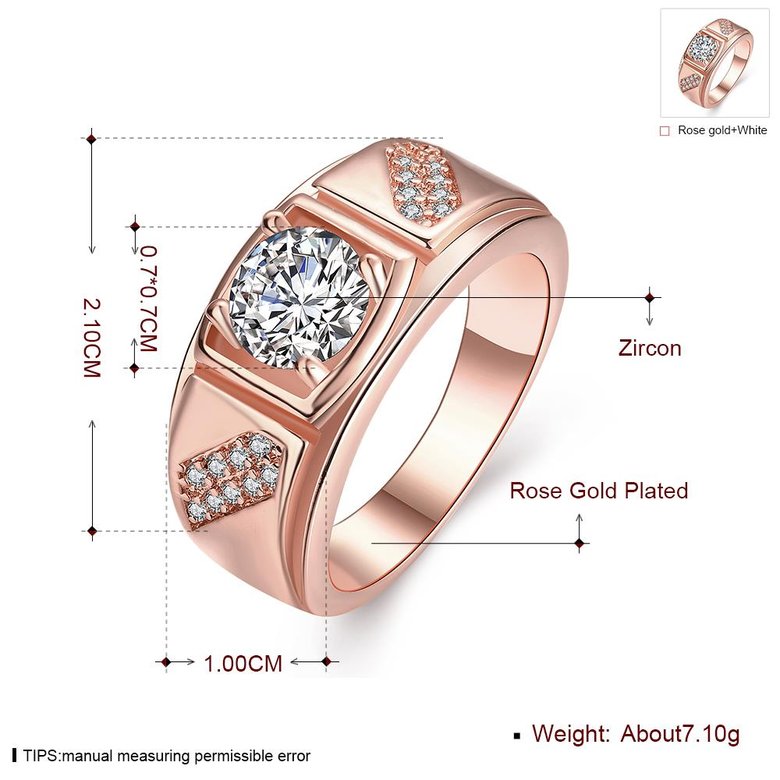 Wholesale Classic Rose Gold Geometric White CZ Ring Fashion Simple Stylish Jewelry TGGPR312 0