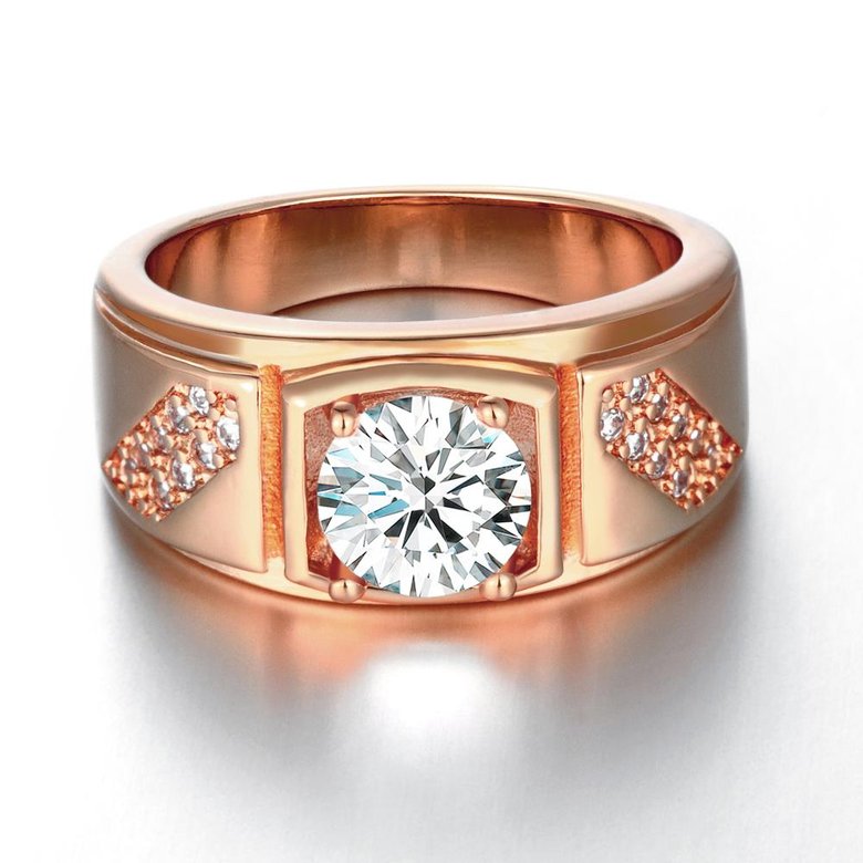 Wholesale Classic Rose Gold Geometric White CZ Ring Fashion Simple Stylish Jewelry TGGPR312 1