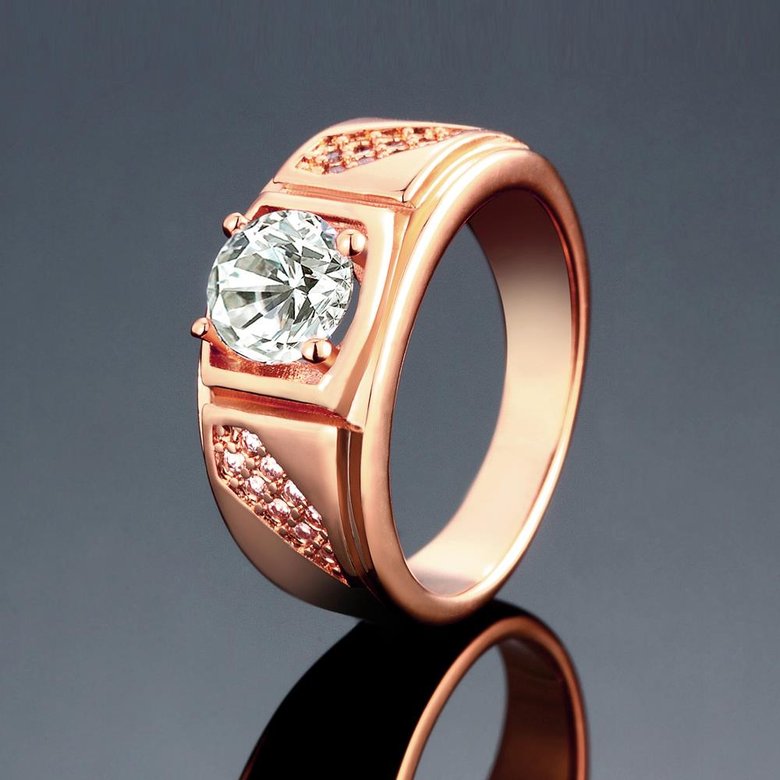 Wholesale Classic Rose Gold Geometric White CZ Ring Fashion Simple Stylish Jewelry TGGPR312 2
