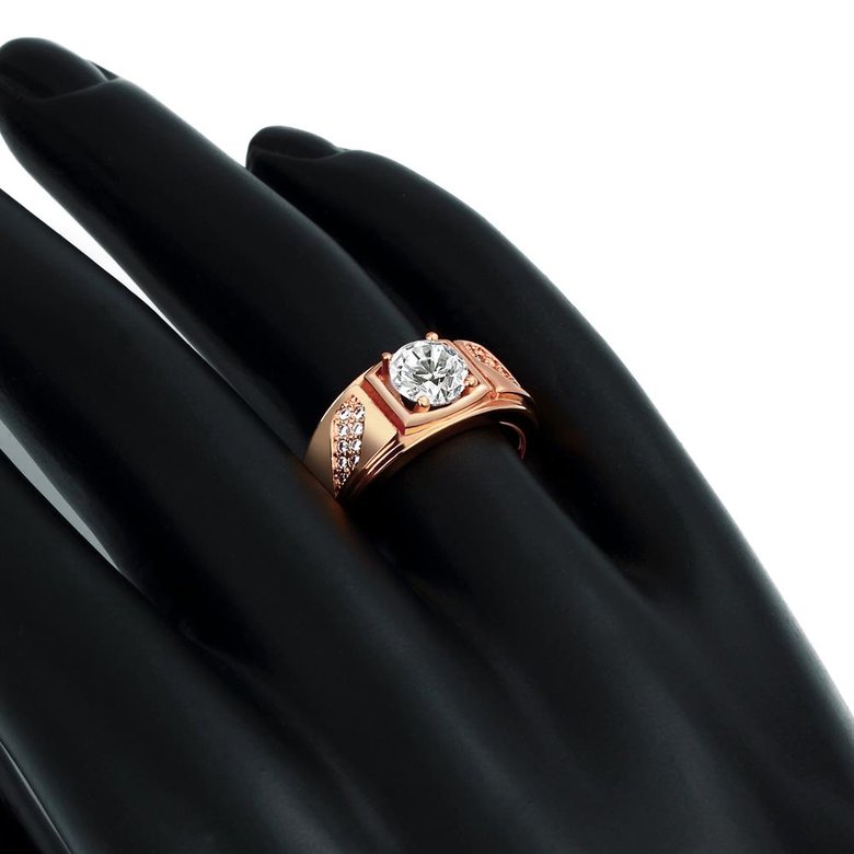 Wholesale Classic Rose Gold Geometric White CZ Ring Fashion Simple Stylish Jewelry TGGPR312 4