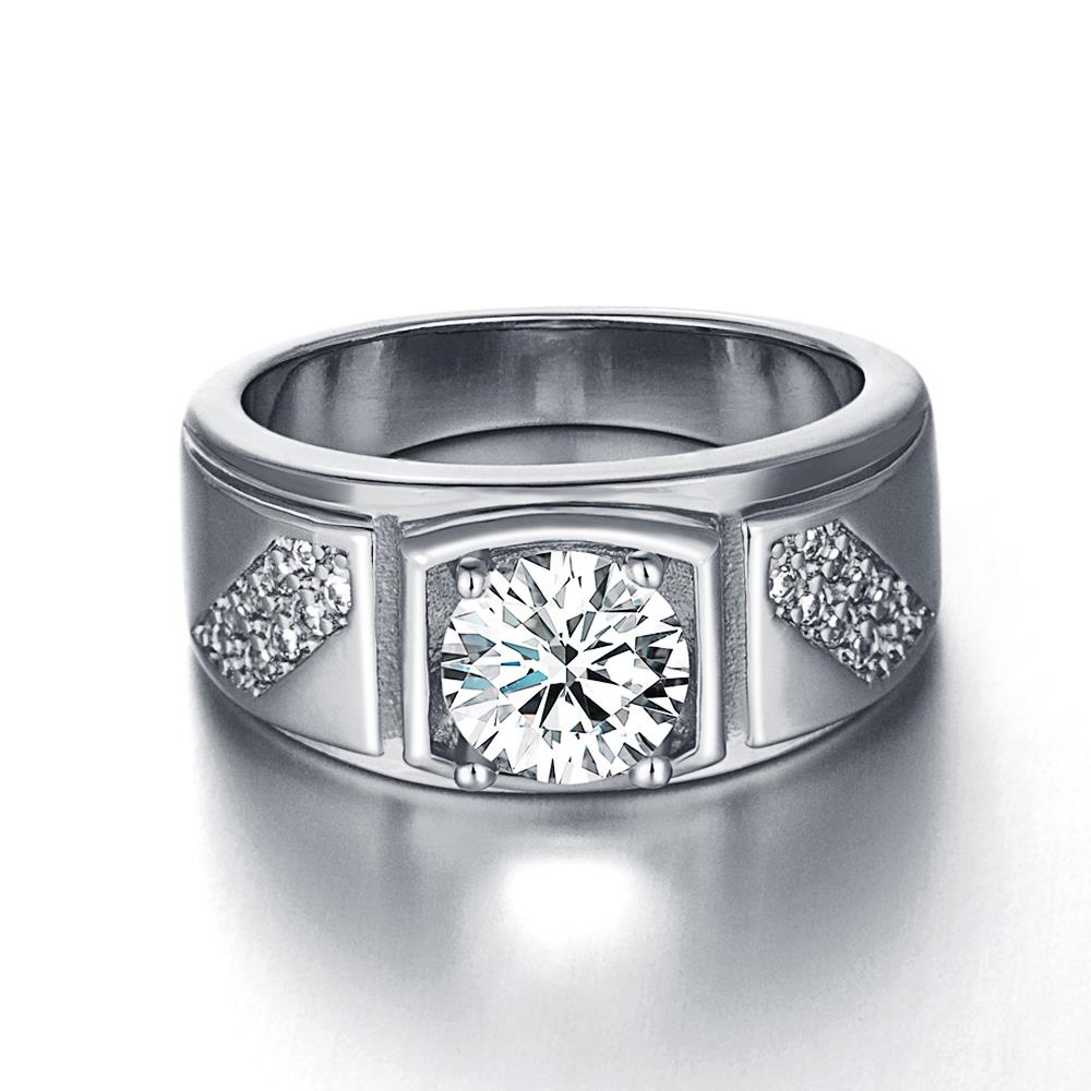 Wholesale Classic Platinum Geometric White CZ Ring Fashion Simple Stylish Jewelry TGGPR320 0