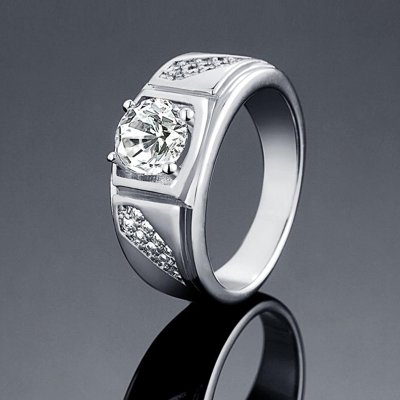 Wholesale Classic Platinum Geometric White CZ Ring Fashion Simple Stylish Jewelry TGGPR320 1