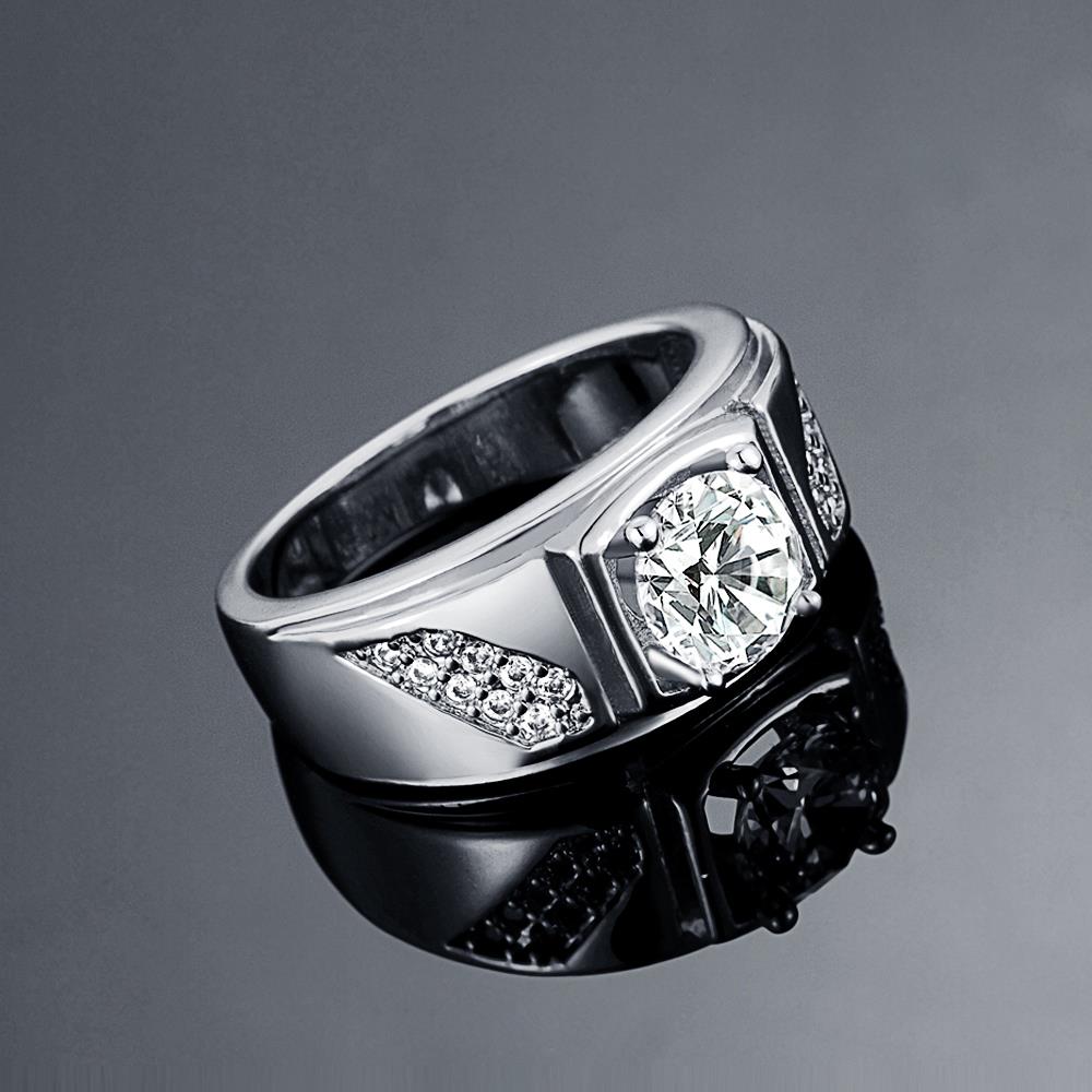 Wholesale Classic Platinum Geometric White CZ Ring Fashion Simple Stylish Jewelry TGGPR320 2