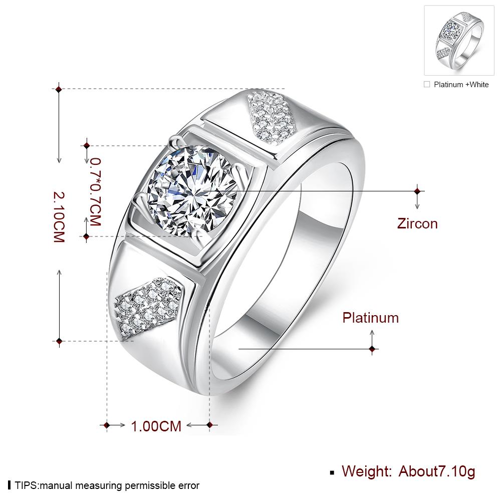 Wholesale Classic Platinum Geometric White CZ Ring Fashion Simple Stylish Jewelry TGGPR320 4