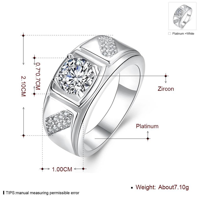 Wholesale Classic Platinum Geometric White CZ Ring Fashion Simple Stylish Jewelry TGGPR320 4