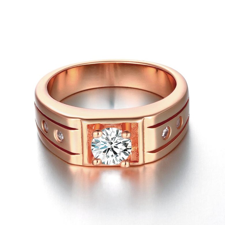 Wholesale Classic Rose Gold Geometric White CZ Ring Fashion Simple Stylish Jewelry TGGPR334 0