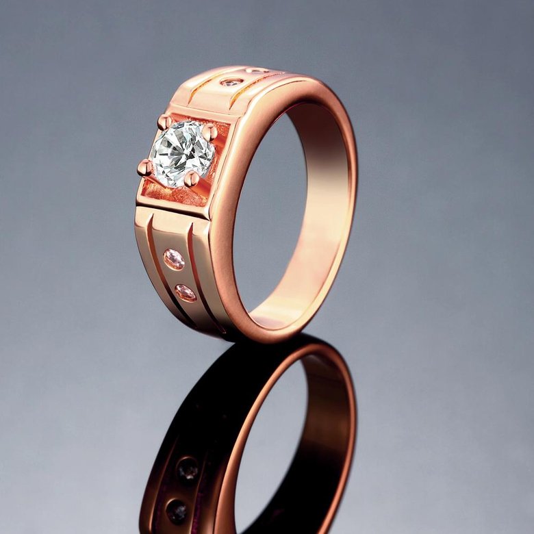 Wholesale Classic Rose Gold Geometric White CZ Ring Fashion Simple Stylish Jewelry TGGPR334 1